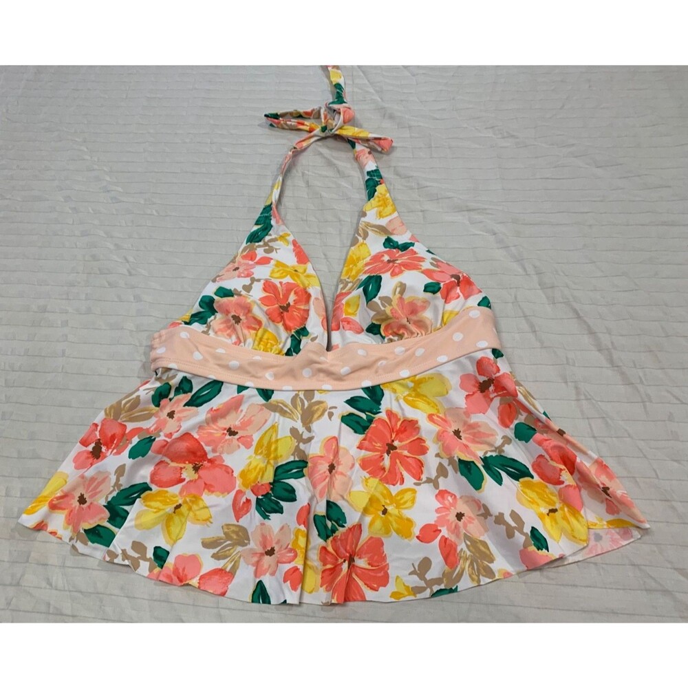 TIME AND TRU WOMENS SWIM TANKINI TOP SIZE L